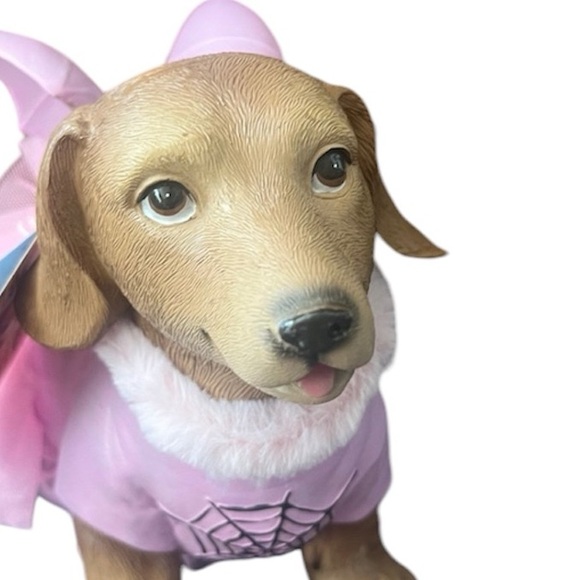 Halloween Pink Dachshund with Bat Costume & Pink Tutu Figurine Figure 9.5" - Picture 1 of 4